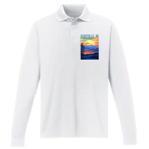 Asheville Nc Usa Mountain Scenic Sunset Style Performance Long Sleeve Polo