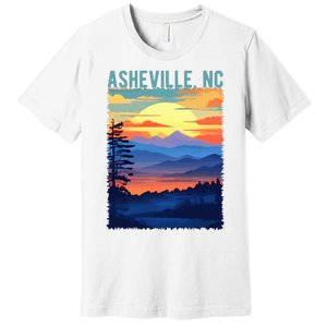 Asheville Nc Usa Mountain Scenic Sunset Style Premium T-Shirt