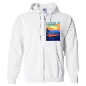 Asheville Nc Usa Mountain Scenic Sunset Style Full Zip Hoodie