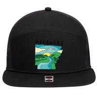 Arkansas Nature View 7 Panel Mesh Trucker Snapback Hat