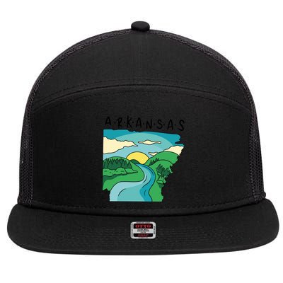 Arkansas Nature View 7 Panel Mesh Trucker Snapback Hat