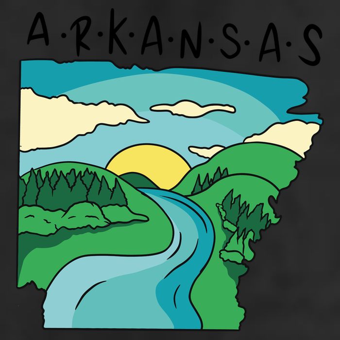 Arkansas Nature View 7 Panel Mesh Trucker Snapback Hat