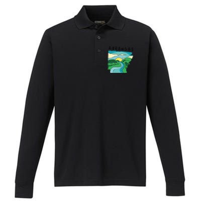 Arkansas Nature View Performance Long Sleeve Polo