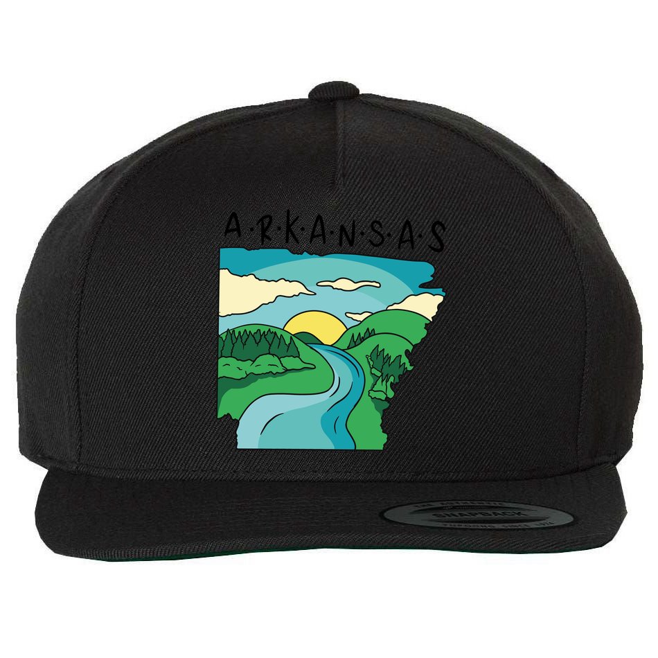 Arkansas Nature View Wool Snapback Cap