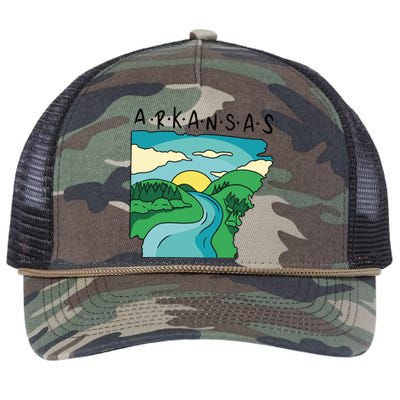 Arkansas Nature View Retro Rope Trucker Hat Cap