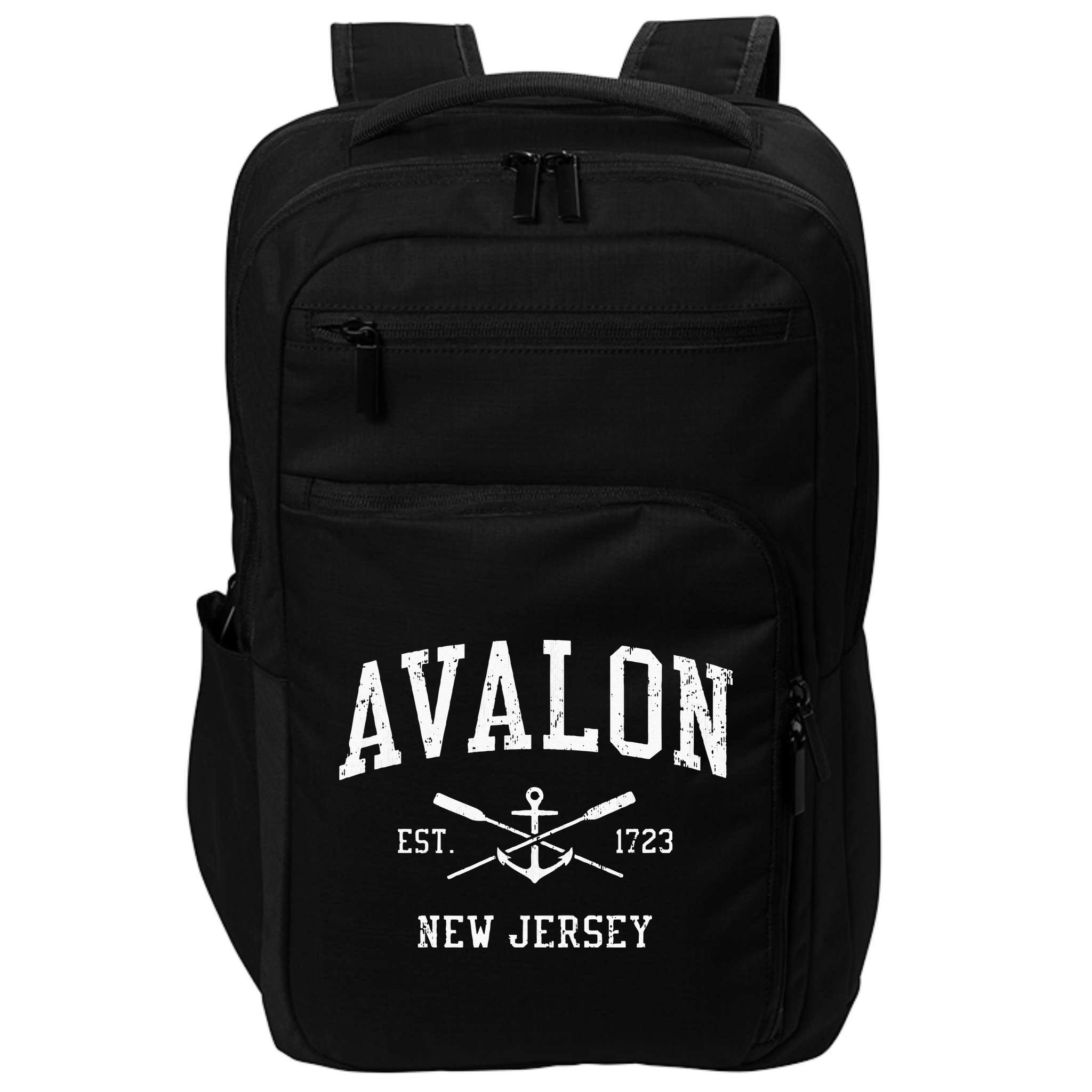 Avalon NJ Vintage Crossed Oars & Boat Anchor Sports Impact Tech Backpack