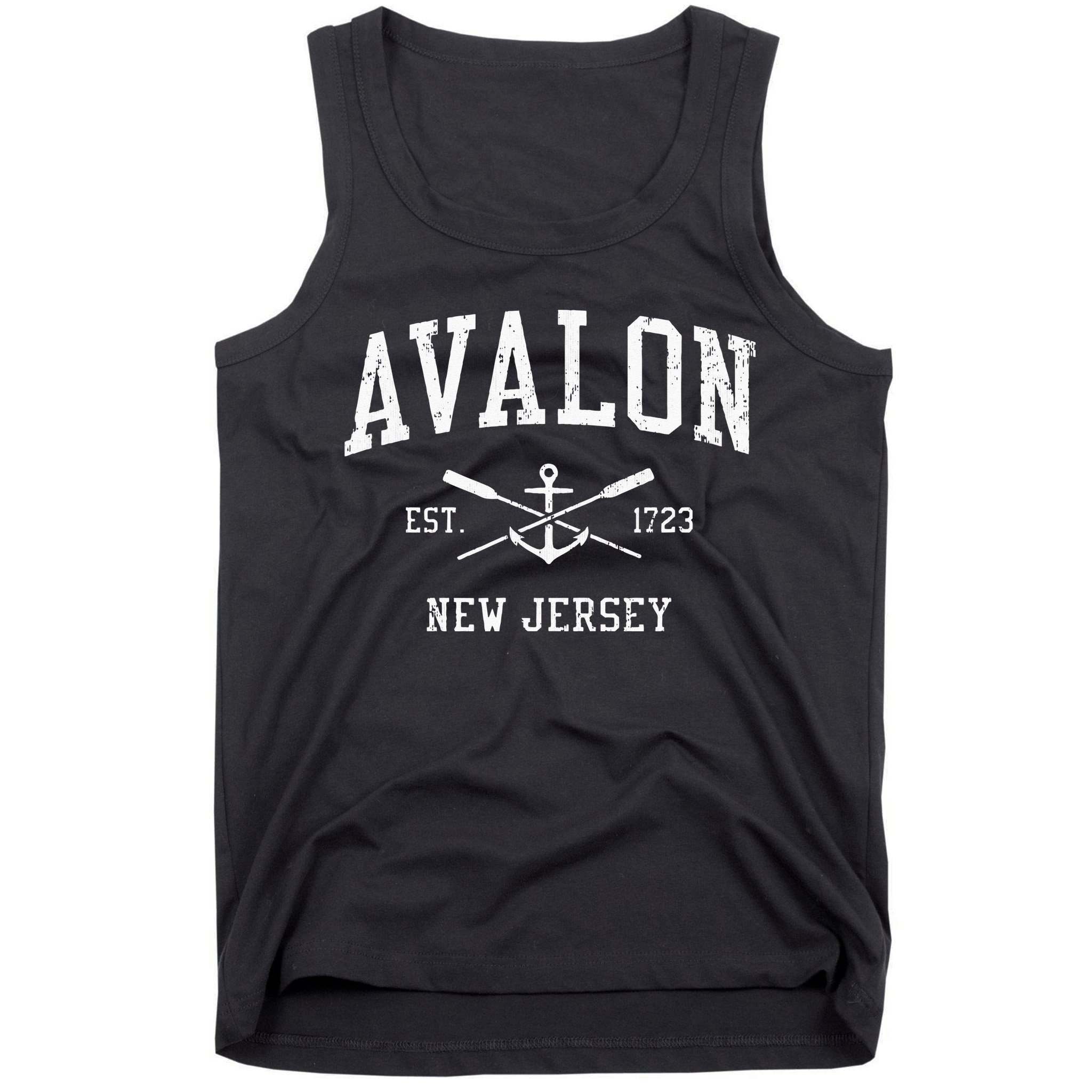 Avalon NJ Vintage Crossed Oars & Boat Anchor Sports Tank Top