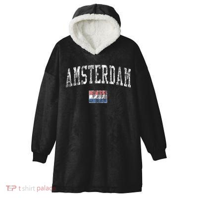 Amsterdam Netherlands Vintage Sports Hooded Wearable Blanket