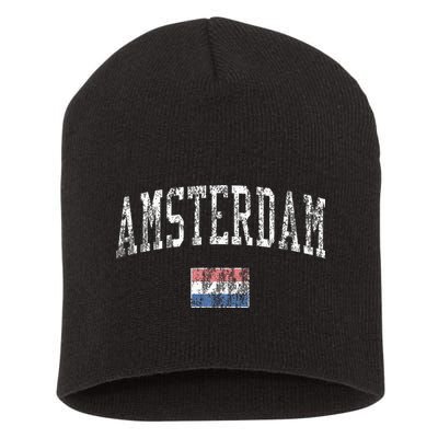 Amsterdam Netherlands Vintage Sports Short Acrylic Beanie