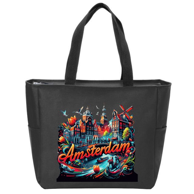 Amsterdam Netherlands Windmills Holland Zip Tote Bag
