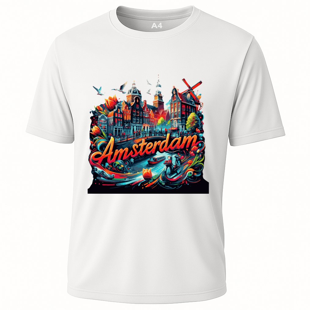 Amsterdam Netherlands Windmills Holland Cooling Performance Crew T-Shirt