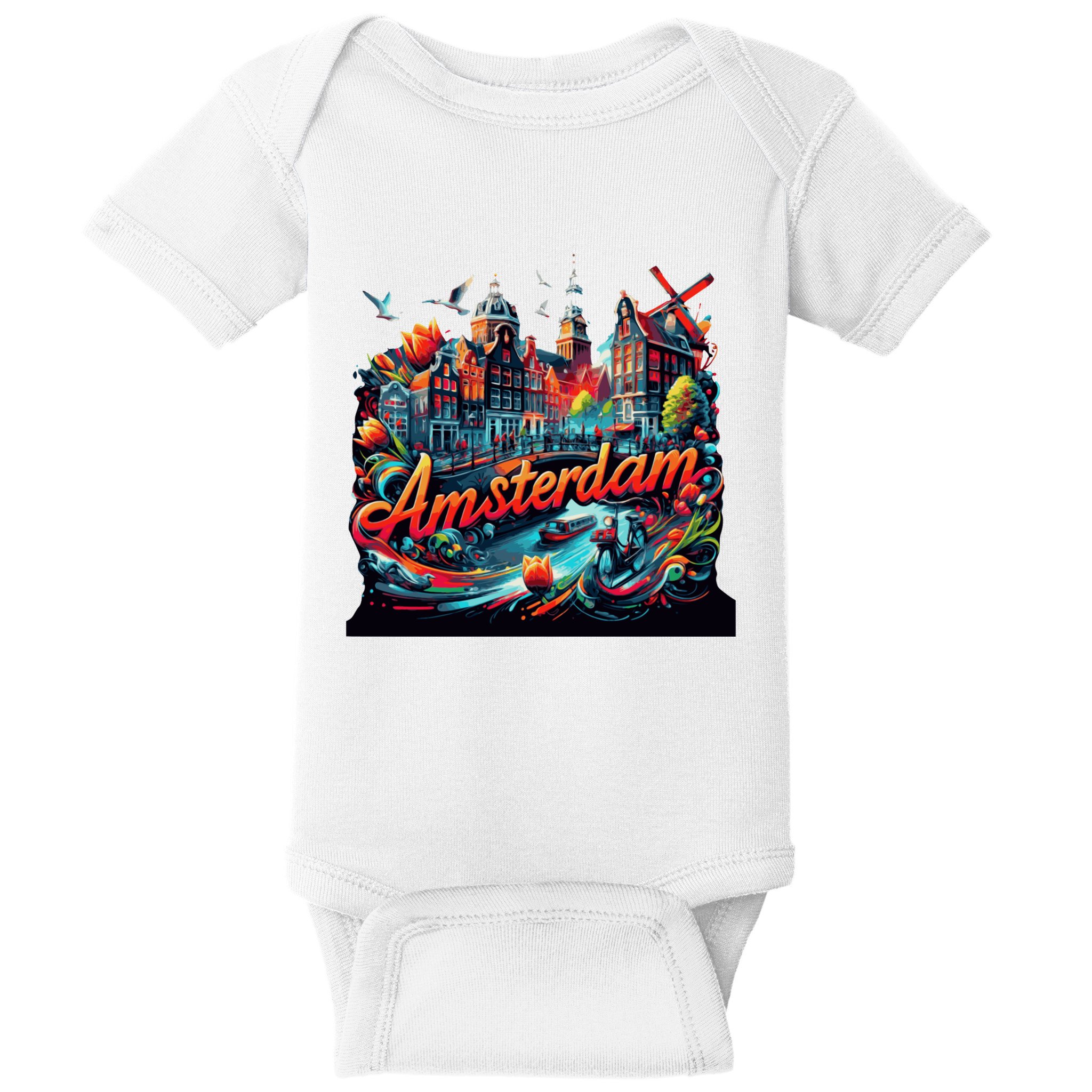 Amsterdam Netherlands Windmills Holland Baby Bodysuit