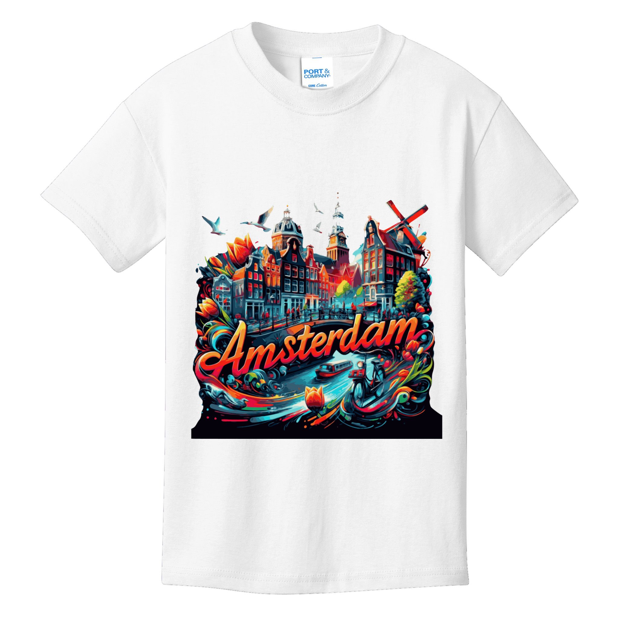 Amsterdam Netherlands Windmills Holland Kids T-Shirt
