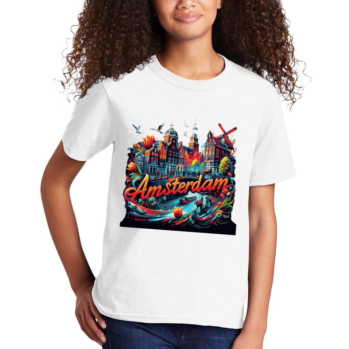 Amsterdam Netherlands Windmills Holland Kids T-Shirt