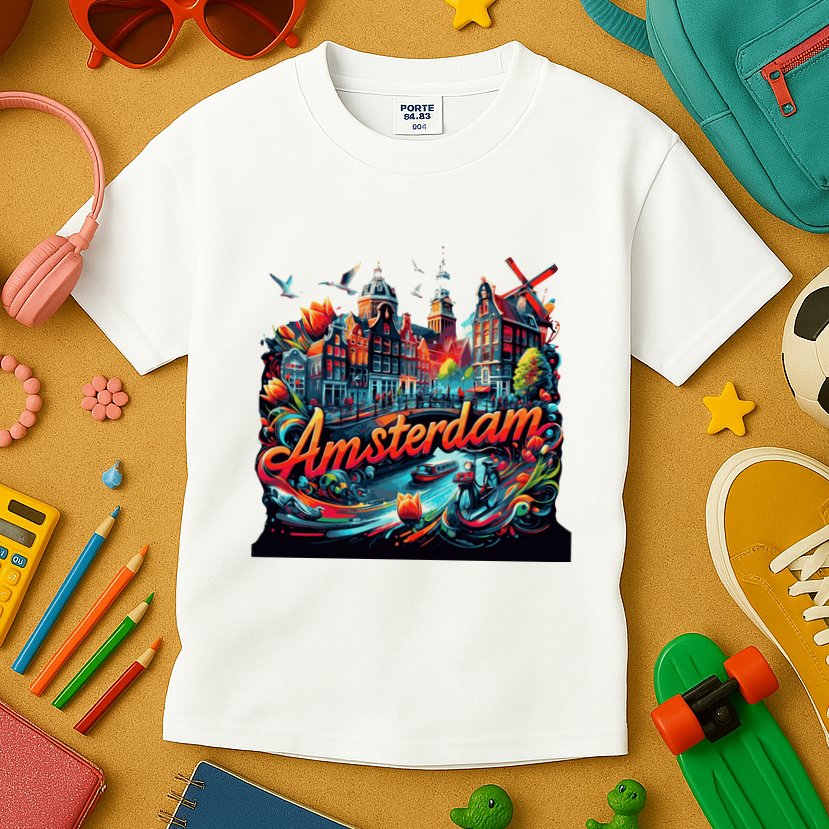 Amsterdam Netherlands Windmills Holland Kids T-Shirt
