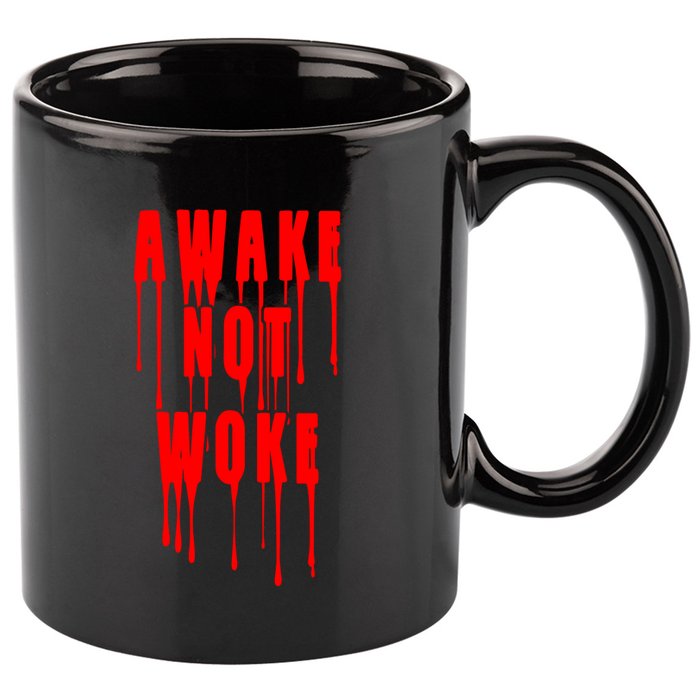 Awake Not Woke Patriotic American Pride Bloody 11oz C Handle Ceramic Mug