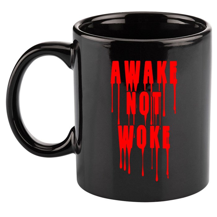 Awake Not Woke Patriotic American Pride Bloody 11oz C Handle Ceramic Mug