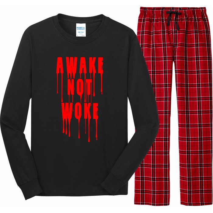 Awake Not Woke Patriotic American Pride Bloody Long Sleeve Pajama Set