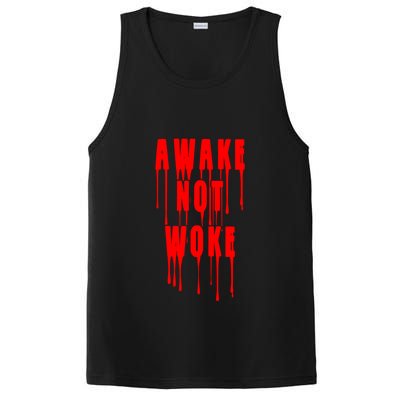 Awake Not Woke Patriotic American Pride Bloody PosiCharge Competitor Tank