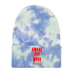 Awake Not Woke Patriotic American Pride Bloody Tie Dye 12in Knit Beanie