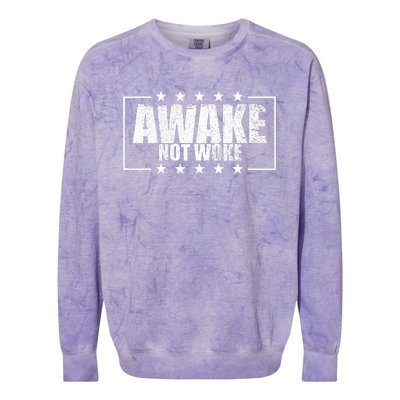 Awake Not Woke Anti Censorship Free Speech Awake Not Woke Colorblast Crewneck Sweatshirt