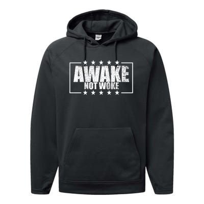 Awake Not Woke Anti Censorship Free Speech Awake Not Woke Performance Fleece Hoodie