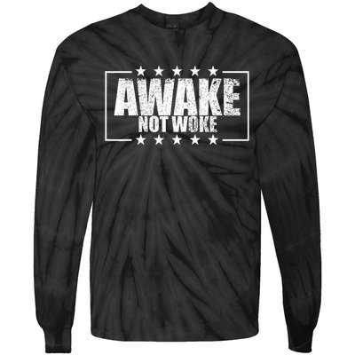 Awake Not Woke Anti Censorship Free Speech Awake Not Woke Tie-Dye Long Sleeve Shirt