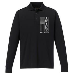 Awake Not Woke Performance Long Sleeve Polo