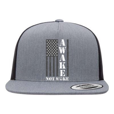 Awake Not Woke Flat Bill Trucker Hat