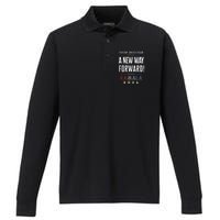 A New Way Forward Progress Never Stops Kamala For President Performance Long Sleeve Polo