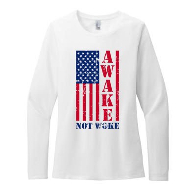 Awake Not Woke Womens CVC Long Sleeve Shirt