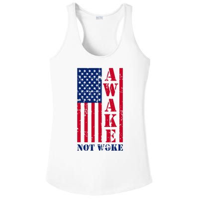 Awake Not Woke Ladies PosiCharge Competitor Racerback Tank