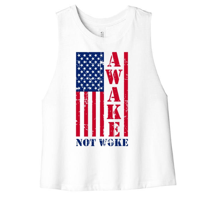 Awake Not Woke Women's Racerback Cropped Tank