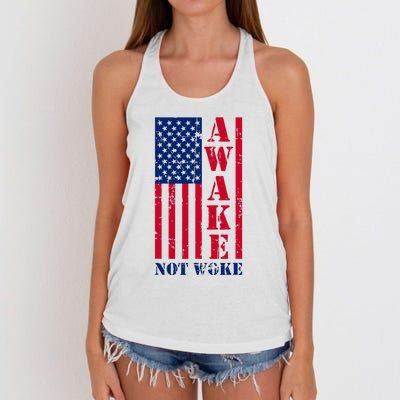 Awake Not Woke Women's Knotted Racerback Tank