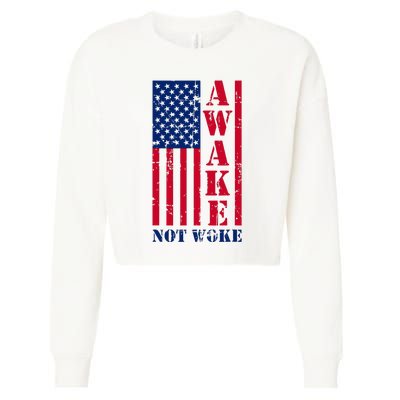 Awake Not Woke Cropped Pullover Crew