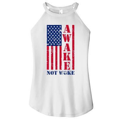 Awake Not Woke Women's Perfect Tri Rocker Tank