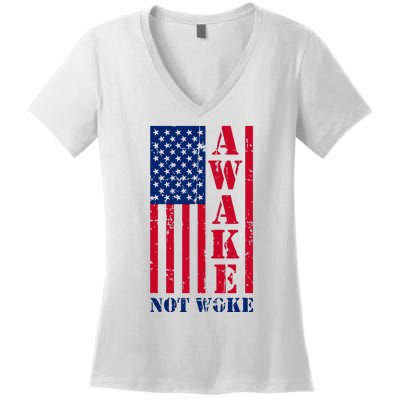 Awake Not Woke Women's V-Neck T-Shirt