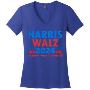 A New Way Forward Harris Walz 2024 Kamala Harris Tim Walz Gift Women's V-Neck T-Shirt