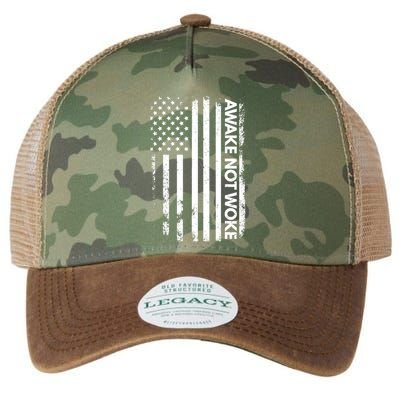 Awake Not Woke American Flag Free Speech Legacy Tie Dye Trucker Hat