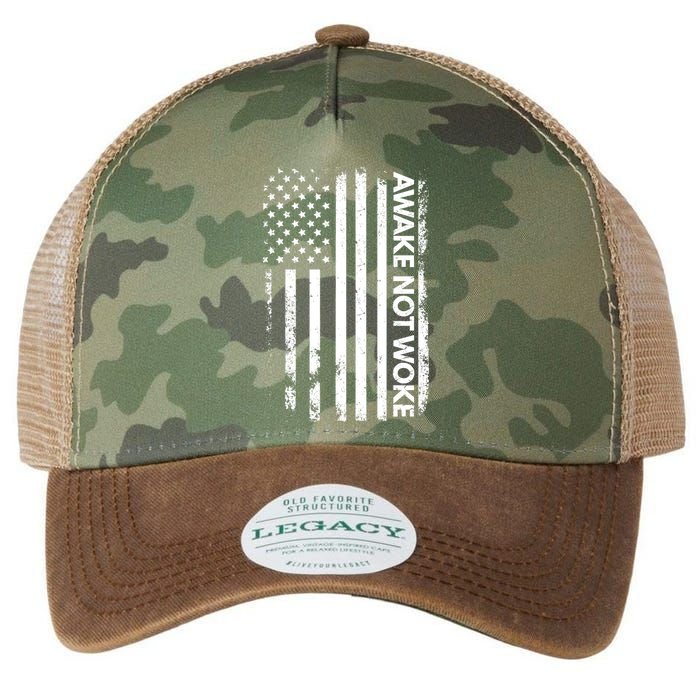 Awake Not Woke American Flag Free Speech Legacy Tie Dye Trucker Hat