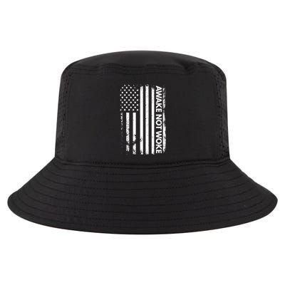Awake Not Woke American Flag Free Speech Cool Comfort Performance Bucket Hat