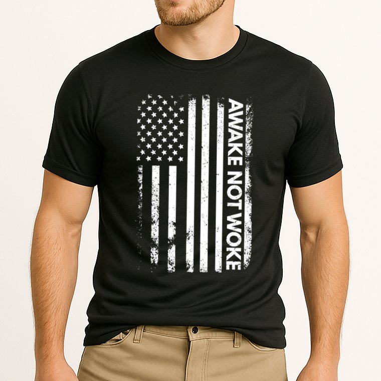 Awake Not Woke American Flag Free Speech Performance Shirt