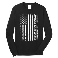 Awake Not Woke American Flag Free Speech Long Sleeve Shirt