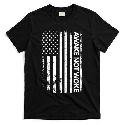 Awake Not Woke American Flag Free Speech T-Shirt