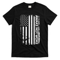 Awake Not Woke American Flag Free Speech T-Shirt