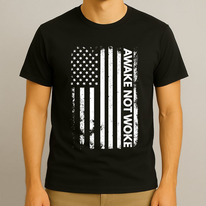 Awake Not Woke American Flag Free Speech T-Shirt