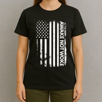 Awake Not Woke American Flag Free Speech T-Shirt