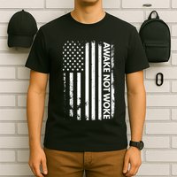 Awake Not Woke American Flag Free Speech T-Shirt