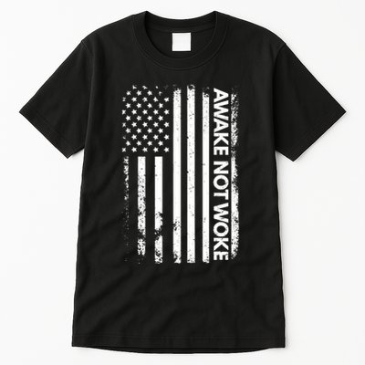 Awake Not Woke American Flag Free Speech Tall T-Shirt