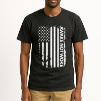 Awake Not Woke American Flag Free Speech Tall T-Shirt